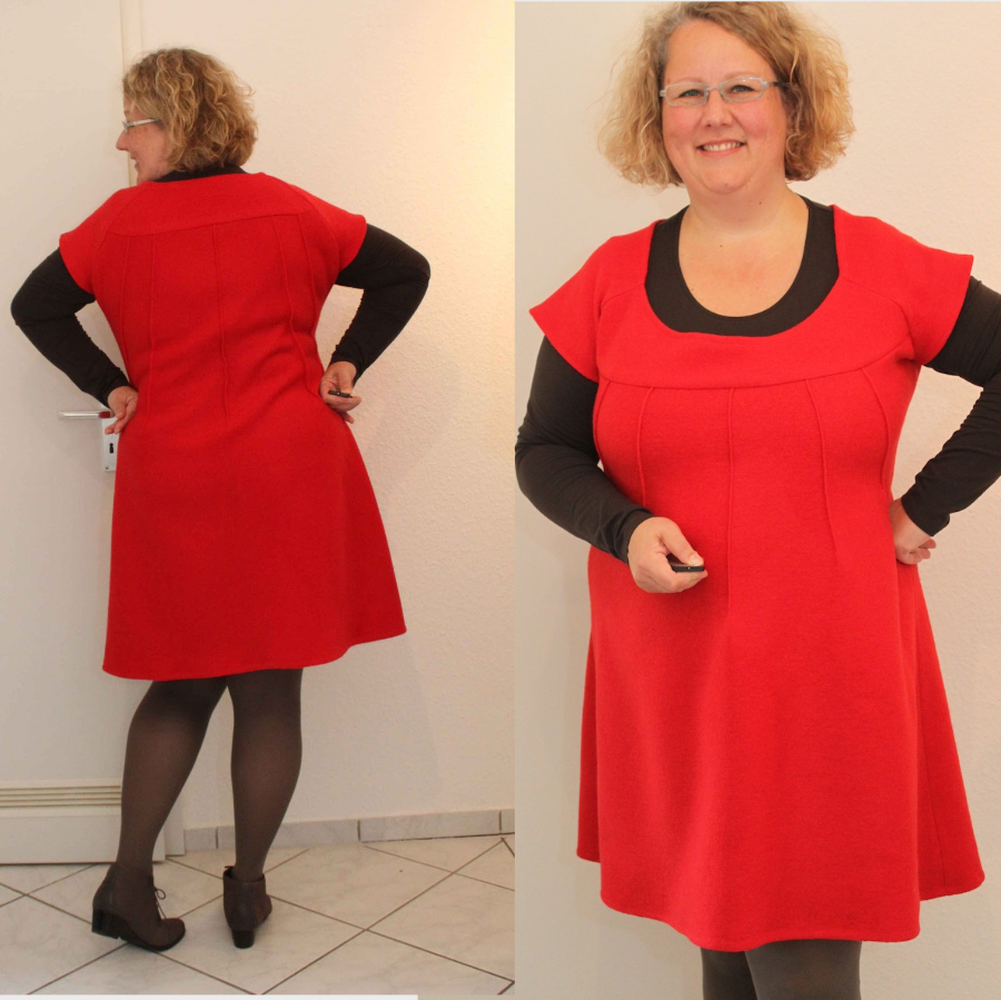 Schon 2012 war ein #rotesKleid mein Lieblingsbild. Auf dem Bild bin ich mit kurzen roten Minikleid aus Wollwalk einmal von vorne und einmal von hinten zu sehen. 